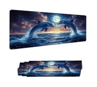 Mouse Mat Moon Gaming Mouse Pad 800 x 400 MM XXL Extended Desk Mat, Keyboard Mousepad Dolphin, Water-Resistant Surface and Non-Slip Base Mousemat, for Gaming Office Desk Accessories for Men H-9690