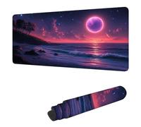 Mouse Mat Moon Mouse Pad Large 500 x 250 x 3 mm XXL Mousepad with Stitched Edges and Non-Slip Rubber Base, Improves Speed and Precision Gaming Mousemat Lake for Home Office Decor, Gifts for Men H-2765