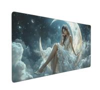 Mouse Mat Moon Mouse Pad Woman Desk Mat Large 1200 x 600 x 3mm Non-Slip Rubber Base, Waterproof Surface, Durable Materials, Portable, Stitched Edges Gaming Mousepad, Computer Desk Accessories D-848