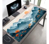 Mouse Mat Mountain Large Gaming Mouse Pad Blue Stitched Edges, Mousepad Non Slip Rubber Base, Waterproof Soft Cloth, Computer Accessories for Office Decoration, Gifts 100 x 40cm PjY4466 2-3