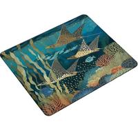 Mouse Mat, Mouse Pad 240x200x3mm, Mouse Pad with Stitched Edge, Non-Slip Rubber Base, Textured Waterproof Mousepad for Computers, Laptop, Office and Home Portable, Gifts for Men fish seabed S0-946