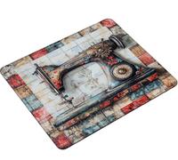 Mouse Mat, Mouse Pad 240x200x3mm, Mouse Pad with Stitched Edge, Non-Slip Rubber Base, Waterproof Mousepad for Computers, Laptop, Office and Home Portable, Gifts for Men sewing machine Retro S0-171