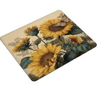 Mouse Mat, Mouse Pad 290x240x3mm, Mouse Pad with Stitched Edge, Non-Slip Rubber Base, Waterproof Mousepad for Computers, Laptop, Office and Home Portable, Gifts for Men flower Milk tea color S0-379