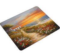 Mouse Mat, Mouse Pad 320x260x3mm, Mouse Pad with Stitched Edge, Non-Slip Rubber Base, Textured Waterproof Mousepad for Computers, Laptop, Office and Home Portable, Gifts for Men beach cabin S0-239