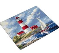 Mouse Mat, Mouse Pad 420x350x3mm, Mouse Pad with Stitched Edge, Non-Slip Rubber Base, Waterproof Mousepad for Computers, Laptop, Office and Home Portable, Gifts for Men lighthouse sailboat S0-127