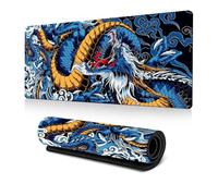 mouse mat,mouse pad,mousepad, Oriental Dragon Desk Pad Chinese Japanese Dragon Mouse Pad Large, Anime Cool Game Keyboard Pad Laptop Mouse Pad Office Decoration Desk Accessories(Yellow,300*800*3mm)
