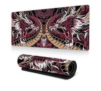 mouse mat,mouse pad,mousepad, Oriental Dragon Desk Pad Chinese Japanese Dragon Mouse Pad Large, Anime Cool Game Keyboard Pad Laptop Mouse Pad Office Decoration Desk Accessories(Dark red,400*900*2mm)