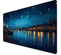 Mouse Mat Navy Blue Mouse Pad Large 900 x 500 x 3mm Desk Mat Gold Non-Slip Rubber Base, Waterproof Surface, Stitched Edges Gaming Mousepad, Home Computer Office Desk Accessories, Gifts for Men Y7-379