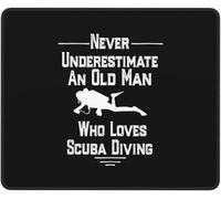 Mouse Mat Never Underestimate An Old Man Who Loves Scuba Diving Soft Mouse Pad Waterproof Desk Pad For Home Pc Office 25X30Cm