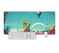 Mouse Mat No Man's Sky XXL Anime Mouse Pad, Speed Gaming Mouse Mat, Extra Large 900 x 400 x 3mm, Water-Resistant Mousepad with Non-Slip Rubber Base,Smooth Cloth Surface for computer PC, A, A