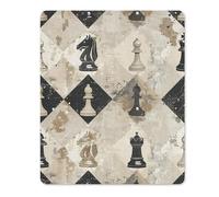 Mouse Mat Non Slip Rubber Base Square Mousepad Chess Piece Brown Pattern Printed for Laptop Computer Mousemats