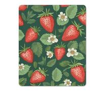 Mouse Mat Non Slip Rubber Base Square Mousepad Fresh Strawberries And Leaves Printed for Laptop Computer Mousemats