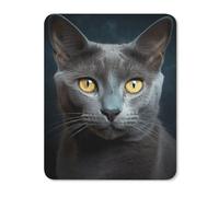 Mouse Mat Non Slip Rubber Base Square Mousepad Gray Cat Stares Printed for Laptop Computer Mousemats