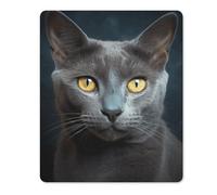 Mouse Mat Non Slip Rubber Base Square Mousepad Gray Cat Stares Printed for Laptop Computer Mousemats