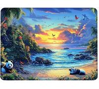 Mouse Mat Office Mouse Pad Mousepad 24 x 20 cm Non-Slip Rubber Base, Easy Gliding Ultra Thin Improves Speed and Accuracy, Wear-Resistant Textured, Gifts for Men Office Portable PC Panda Beach w0j-760