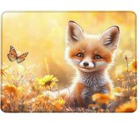 Mouse Mat Office Mouse Pad Mousepad 26 x 22 cm Non-Slip Rubber Base, Easy Gliding Ultra Thin Improves Speed and Accuracy, Wear-Resistant Textured, Gifts for Men Office Portable PC Butterfly Fox w0j388