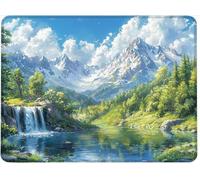 Mouse Mat Office Mouse Pad Mousepad 26 x 22 cm Non-Slip Rubber Base, Easy Gliding Ultra Thin Improves Speed and Accuracy, Textured, Gifts for Men Office Laptop Portable PC Waterfall Forest w0j-748