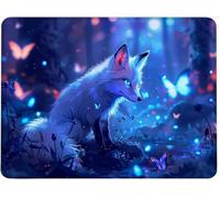 Mouse Mat Office Mouse Pad Mousepad 29 x 24 cm Non-Slip Rubber Base, Easy Gliding Ultra Thin Improves Speed and Accuracy, Textured, Gifts for Men Office Laptop Portable PC White Fox Forest w0j-122