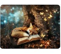 Mouse Mat Office Mouse Pad Mousepad 32 x 26 cm Non-Slip Rubber Base, Easy Gliding Ultra Thin Improves Speed and Accuracy, Wear-Resistant Textured, Gifts for Men Office Portable PC Fox Book w0j-412