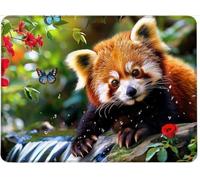 Mouse Mat Office Mouse Pad Mousepad 34 x 28 cm Non-Slip Rubber Base, Easy Gliding Ultra Thin Improves Speed and Accuracy, Textured, Gifts for Men Office Laptop Portable PC Red Panda Animals w0j-716