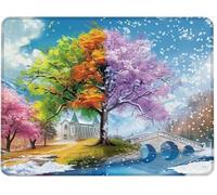 Mouse Mat Office Mouse Pad Mousepad 34 x 28 cm Non-Slip Rubber Base, Easy Gliding Ultra Thin Improves Speed and Accuracy, Textured, Gifts for Men Office Portable PC Four Seasons Tree Plants w0j-544
