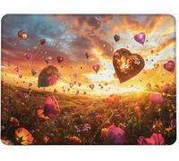 Mouse Mat Office Mouse Pad Mousepad 52 x 25 cm Non-Slip Rubber Base, Easy Gliding Ultra Thin Improves Speed and Accuracy, Textured, Gifts for Men Office Portable PC Hot Air Balloon Flowers w0j-570