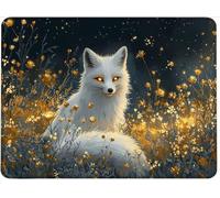 Mouse Mat Office Mouse Pad Mousepad 52 x 25 cm Non-Slip Rubber Base, Easy Gliding Ultra Thin Improves Speed and Accuracy, Wear-Resistant Textured, Gifts for Men Office Portable PC White Fox w0j-234