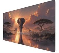 Mouse Mat Orange Color Gaming Mouse Pad 39.3x19.6in XXL Extended Desk Mat, Keyboard Mousepad Elephant, Water-Resistant Surface And Non-Slip Base Mousemat, for Gaming Office Desk Accessories F1-84