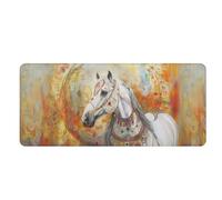 Mouse Mat Orange Horse White Mouse Pad Thickened Desk Mat Comfortable Office Desk Accessories Anti-Fray Stitched Edges Mousepad Non-Slip Desk Pad Durable Mousemat 400x900x3mm
