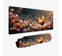 Mouse Mat Orange Mouse Pad Large 900x500mm, Desk Mat Big Rooster Mousepad, Desk Pad with Non-Slip Base, Extended Waterproof Mousemat, Stitched Edges Keyboard Matt, Office Accessories, Gifts H2-565