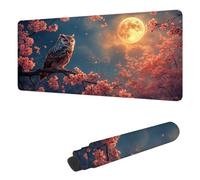 Mouse Mat Owl Mouse Pad Large 500 x 250 x 3 mm XXL Mousepad with Stitched Edges and Non-Slip Rubber Base, Improves Speed and Precision Gaming Mousemat Moon for Home Office Decor, Gifts for Men H-8930