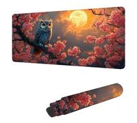 Mouse Mat Owl Mouse Pad Large 900 x 300 x 3 mm XXL Mousepad with Stitched Edges and Non-Slip Rubber Base, Improves Speed and Precision Gaming Mousemat Moon for Home Office Decor, Gifts for Men H-4154