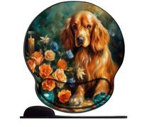 Mouse mat Pad with Comfort Silicone Gel Wrist Support Cocker Spaniel and Rose (2) Gaming Mouse pad with Wrist Cushion Support Anti-Slip Ergonomic for Computer Working Gaming