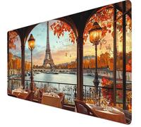 Mouse Mat Paris Mouse Pad Large 900 x 300 x 3mm Desk Mat Autumn Non-Slip Rubber Base, Waterproof Surface, Durable Materials, Stitched Edges Gaming Mousepad, Home Computer Office Desk Accessories Y7-4