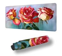 Mouse Mat Peony Mouse Pad Large 70x40 cm XXL Waterproof Desk Matt with Stitched Edges and Non-Slip Rubber Base, Extended Gaming Mousemat Flower Keyboard Mat, for Gaming Office Desk Decor Gifts S-5022