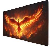 Mouse Mat Phoenix Mouse Pad Flame Gaming Desk Mat Large 900x500x3mm, Non-Slip Rubber Base, Waterproof Surface, Stitched Edges, Pretty Cute Mousepad for Office and Home Laptop, Desk Accessories K7-847