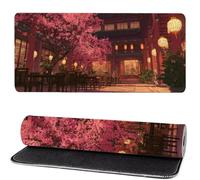 Mouse Mat Pink 500x250x3mm, Mouse Pad Large Peach Blossoms, Desk Accessories, Extra Large Size Improve Mobility Accuracy and Speed, Desk Pad with Non Slip Base and Stitched Edge Office/Gaming MM-674