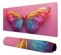 Mouse Mat Pink Large Gaming Mouse Pad 32x16x0.12inch Mousepad Butterfly Desk Mat Extended Waterproof con Non-Slip Rubber Base Precision and Speed Desk Accessories for Office Gaming, Gift Women J1-318