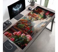 Mouse Mat Pink Large Gaming Mouse Pad Flower Desk Mat Stitched Edges, Mousepad Non Slip Rubber Base, Waterproof Soft Cloth, Computer Accessories for Office Decoration, Gifts 1200x600x3 mm PjY678 S-Q