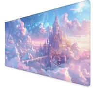 Mouse Mat Pink Mouse Pad Castle Gaming Desk Mat Large 700x300x3mm, Non-Slip Rubber Base, Waterproof Surface, Stitched Edges, Cute Mousepad for Office and Home Laptop, Desk Accessories For Women K7-219
