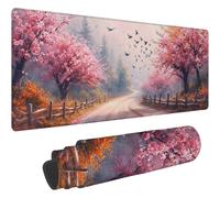 Mouse Mat Pink Mouse Pad, Desk Mat Large 1000x500mm, Waterproof Surface Landscape Mousepad, With Anti-Slip Rubber Base Keyboard Mat, With Stitched Edges Desk Pads, For Office & Home Mousemat T154