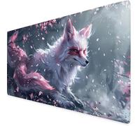 Mouse Mat Pink Mouse Pad Foxs Gaming Desk Mat Large 900x500x3mm, Non-Slip Rubber Base, Waterproof Surface, Stitched Edges, Pretty Mousepad for Office and Home Laptop, Desk Accessories For Women K7-313