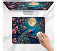 Mouse Mat Pink Peacock, Small Mouse Pad 40 x 30 cm, Ultra Thin Improves Speed and Accuracy, Non-Slip Rubber Base, with Stitched Edges, Wear-Resistant, Waterproof Mousepad for Office & Home j0j-232