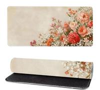 Mouse Mat Plant 900x500x3mm, Mouse Pad Large Flowers, Desk Accessories, Extra Large Size Improve Mobility Accuracy and Speed, Desk Pad with Non Slip Base and Stitched Edge for Office/Gaming MM-268