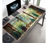 Mouse Mat Plant Large Gaming Mouse Pad Green Stitched Edges, Mousepad Non Slip Rubber Base, Waterproof Soft Cloth, Computer Accessories for Home Office Decoration, Gifts 80 x 40cm PjY4674 O-H