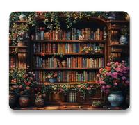 Mouse Mat, Plant Mouse Pad, Small Mousepads Bookshelf, 420x350x3mm, Mousemat with Non-Slip, Desk Mat Portable for Office Laptop Working Studying, Smooth Surface Desk Accessories, Washable c0-827