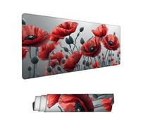 Mouse Mat Poppy Mouse Pad,Gaming Mouse Pad Flower Desk Mat Large 900x400x3mm,Desk Pad with Non-Slip Base,Extended Waterproof Mousepad,Stitched Edges Mouse Pads,Desk Accessories,Gifts for Women Hs-817