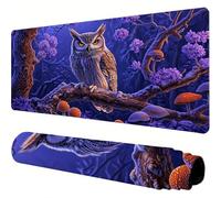 Mouse Mat Purple Large Gaming Mouse Pad 36x20x0.12inch Mousepad Owl Desk Mat Extended Waterproof con Non-Slip Rubber Base Precision and Speed Desk Accessories for Office Gaming, Gift for Women J1-436