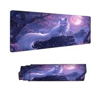 Mouse Mat Purple Mouse Pad Large 150 x 80 cm XXL Mousepad with Stitched Edges and Non-Slip Rubber Base Keyboard Desk Pad, Improves Speed and Precision Gaming Mousemat Fox for Home Office Decor H-3068