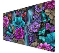 Mouse Mat Purple Mouse Pad Peony Gaming Desk Mat Large 1500x800x3mm, Non-Slip Rubber Base, Waterproof Surface, Stitched Edges, Pretty Cute Mousepad for Office and Home Laptop, Desk Accessories K7-107
